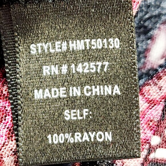 Haute Monde Floral Boho Blouse Black & Red Long Sleeve Size Small - Picture 5 of 11